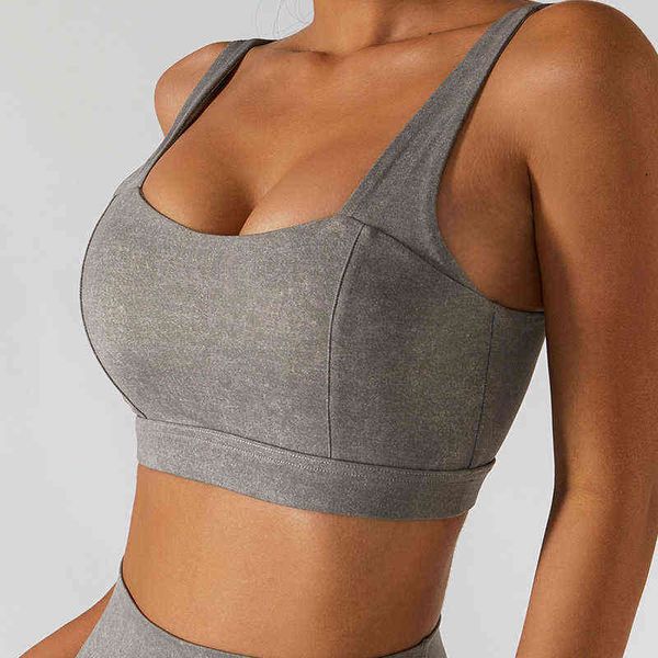 

imitation denim yoga bra women sports bra shockproof sports underwear female running yoga fitness t220725, White;red