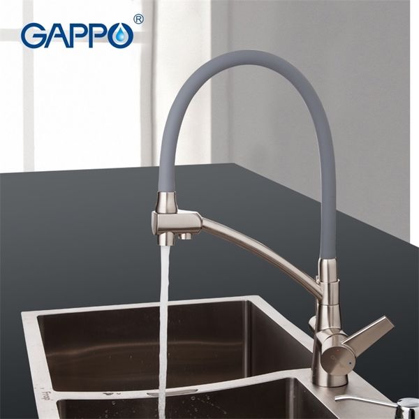 Gappo Mutfak Mutfak Lavabo Mutfak Mutfak Mikseri Modern Saflaştırılmış Su Musluğu Çift Tutar İçme Karıştırıcı Su Filtresi Döner Musluk T200424