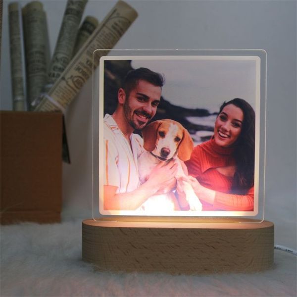 Drop USB Power Customized Text 3D DIY Night Light Stampa UV Lampada a colori Po per matrimonio Regalo di Natale 220623