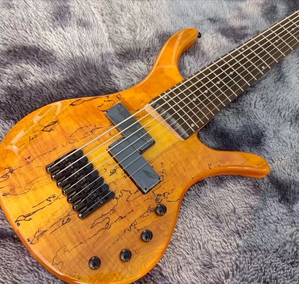 

7 string electric guitar bass body mahogany black hardware