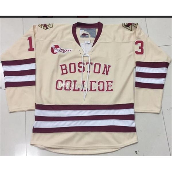 Джерси на заказ Nikivip 5XL 6XL BOSTON COLLEGE #13 JOHNNY GAUDREAU HOCKEY JERSEY Вышитая вышивка Настройте любой номер и имя Трикотажные изделия