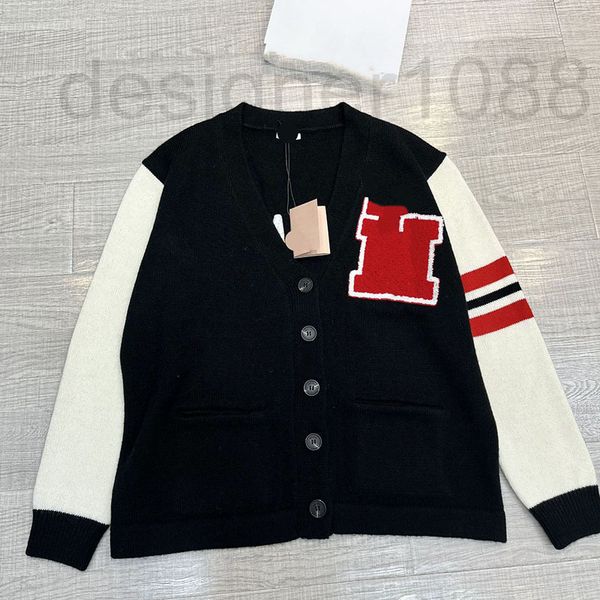 

women's sweaters designer 2022 spring and autumn contrast embroidered knitted cardigan casual towel thick sweater jacket female qkh8, White;black