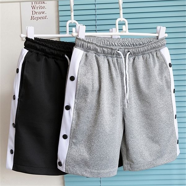 

men casual shorts summer harajuku fashion elastic waist sweatpants fitness loose side opening beach shorts220622, White;black