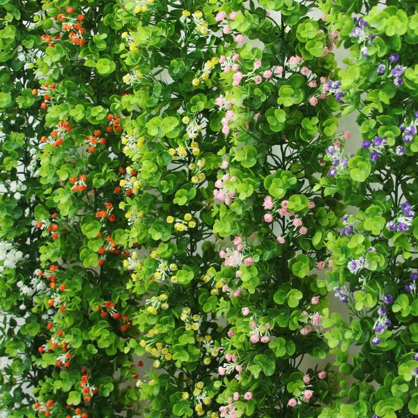 Yapay Okaliptüs Garland Gypsophila ile Beyaz Mavi Mor Pembe 1.8 Metre Sahte Yeşillik Çiçekler Vines Faux Asılı Bitkiler Düğün Dekor