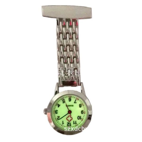 

new retro silver color nurse clip watches luminous design brooch fob quartz doctor clip on hanging women men medical pocket watch, Slivery;golden