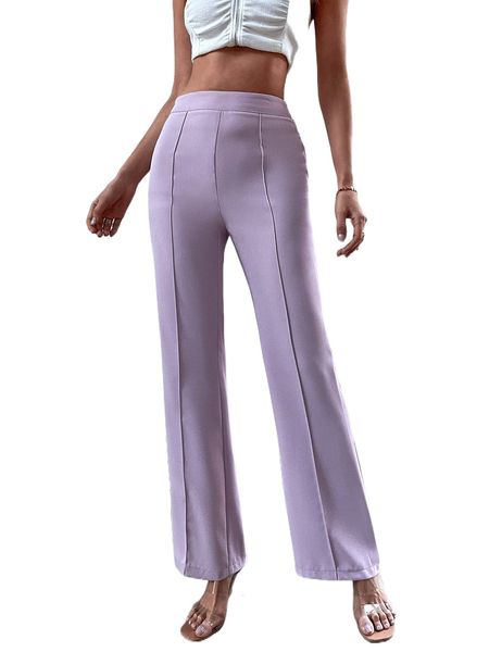 

high waist seam detail wide leg pants x9vy#, Black;white