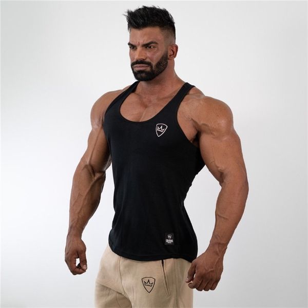 

mens tank shirt gym fitness clothing vest sleeveless cotton man canotte bodybuilding ropa hombre clothes wear 220615, White;black