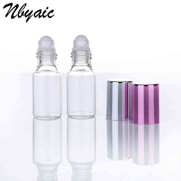 

10pc clear glass essential oil roller bottles with glass roller balls aroma perfumes lip balms roll on bottles 5ml 10ml y220428
