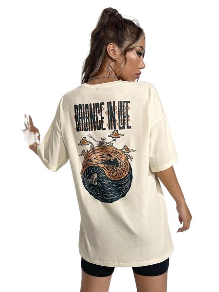 

x surururr skeleton & slogan graphic drop shoulder tee o4rk#, White