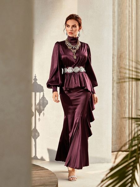 

ruffle trim draped mermaid skirt y8yv#, Black