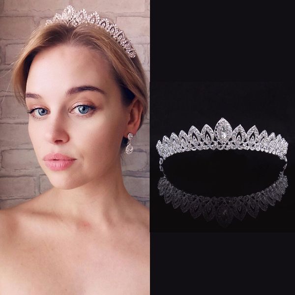 Nova Europa e América Headpieces Jóias de Cristal Tiara Coroa Liga de Strass Noiva Pequena Coroa Tiara Touca de Casamento