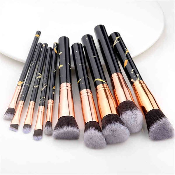 Щетка NXY Makeup 5шт мраморный ES SET Foundation Powder Shife The Shadow Blackbrow Blending Concealer Beauty Cosmetic Kit Tools 0406