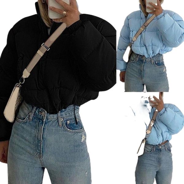 

women's down & parkas women stand-up collar thick coat short jackets solid color warm y2k girls hiphop streetwear clothing v5m4#, Black