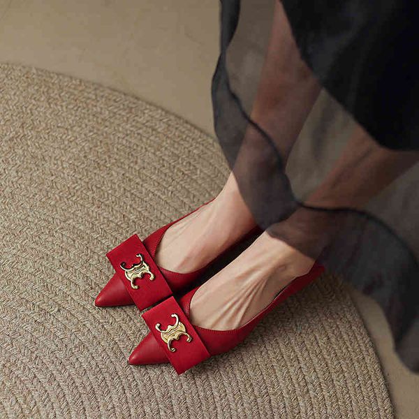 

sandals spring pointed shallow mouth stiletto high heels korean version simple metal decorative bow over sole shoes 94gb, Black