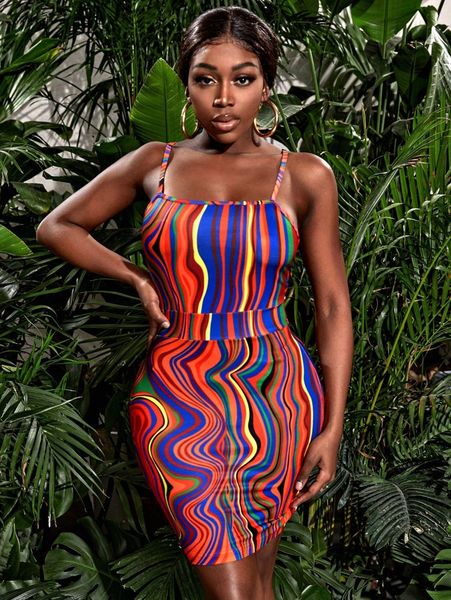 

sxy marble print colorblock bodycon cami dress y0vx#, Black;gray