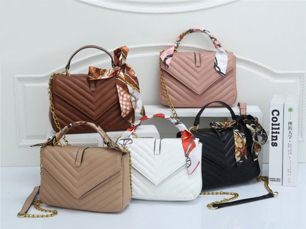 

classic woc chain bag ladies gold label crossbody bag v quilted fashion handbag with silk scarf