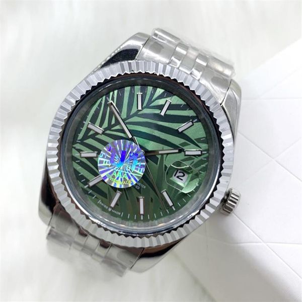 

automatic mechanical watch men's large magnifying glass 41 mm stainless steel sapphire waterproof luminous206e, Slivery;brown