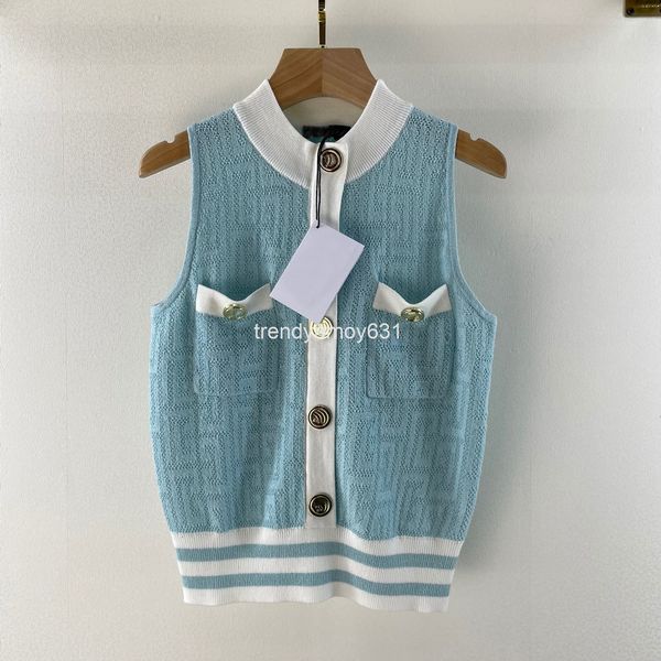 

women's tanks & camis 21 summer slim cut out b family color matching pocket vest single row gold button sleeveless sweater for women, White