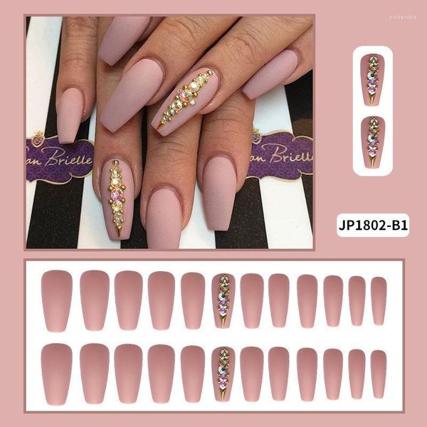 False Nails 25pcs shinestone Fake with Glue Press On Coffin Professional Dips UNIGS Stick-on destacável Arte Prud22