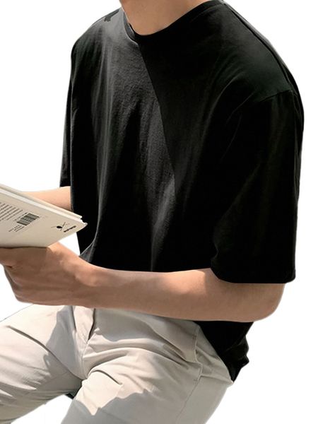 

dazy men solid round neck tee n797#, White;black