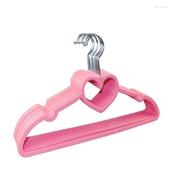 Cabides racks 10pcs/lote 39cm rosa garota em forma de coração o nó de arco-arco de plástico adoro roupas anti-deslizamento criativo