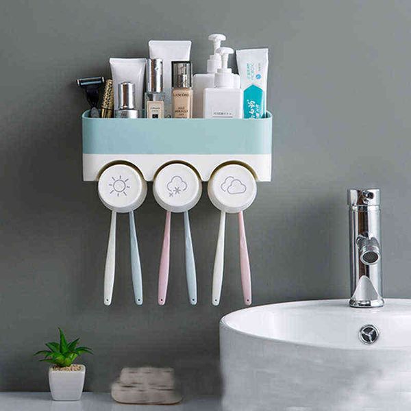 

non perforated mouthwash cup set toothbrush holder storage rack couple toilet toothpaste wall mounted
