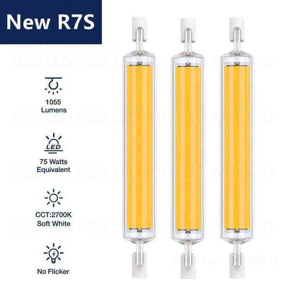 NUOVO LED R7S Lampada a tubo COB in vetro 78MM 118MM Lampada a mais 110V 220V Ad alta potenza J78 J118 Sostituisci lampada alogena LED R7S Vetro H220428