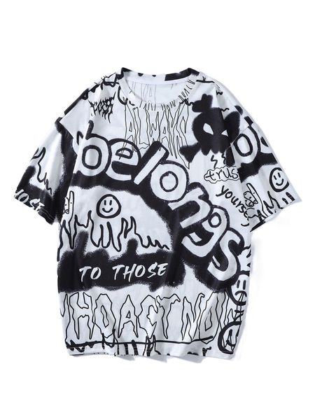 

men letter & figure graphic tee v0ml#, White;black