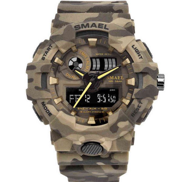 

huiya06 military color outdoor sports luminous waterproof electronic watch fashion multifunctional trend student watches male, Slivery;brown