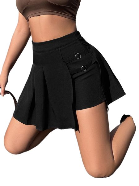 

x domelipa buckle tape pleated skort i5om#, White;black