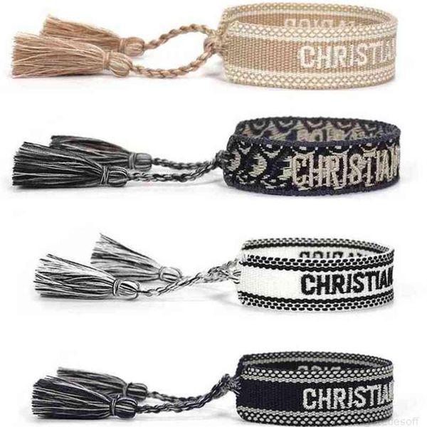 

luxury bangles bracelets adjustable woven friendship bracelet for women bangle men vintage braideds embroidery tassel jewelry249z, Golden;silver