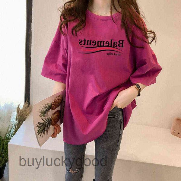 

luxury designer paris direct sale 2022 summer t-shirt female short sleeve student lazy print medium long a85s, White