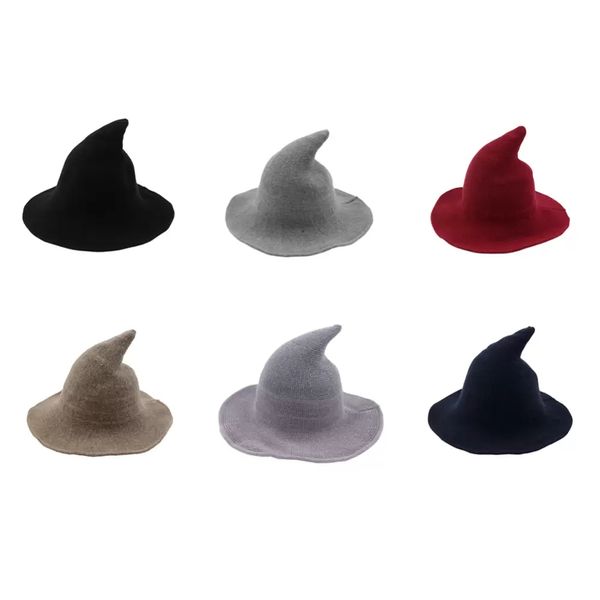 Halloween Witch Hat diversificado ao longo do chap de lã de ovelha, chapéu de pescador de moda feminina bruxa apontada por bucket Inventário por atacado