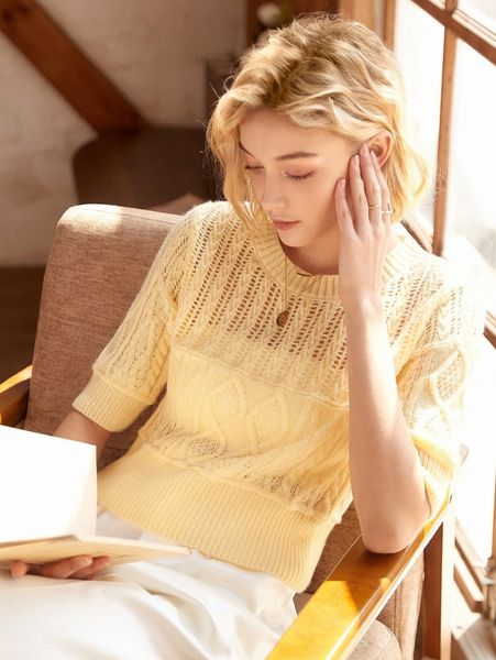 

knit mix solid pointelle knit without lined q9tj#, White;black