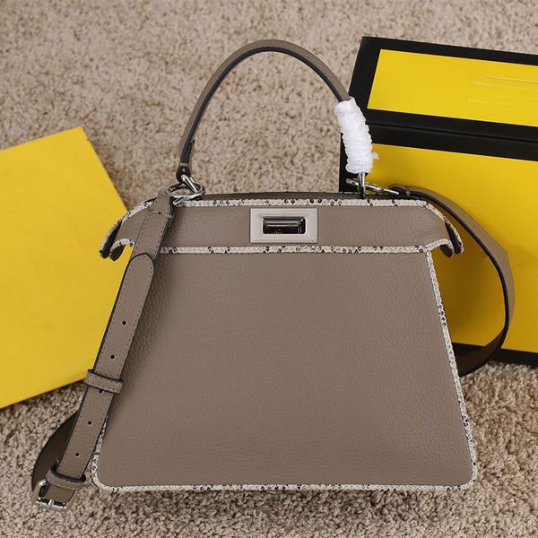 

soft calfskin 5a quality designer bag stitching snake print peekaboo handbag leather fashion ladies shoulder bags noble women crossbady bag