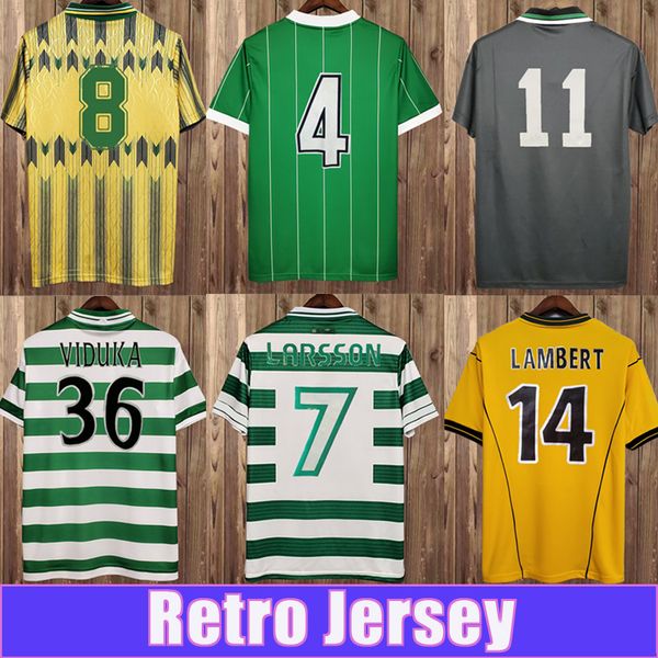 

1982 2002 lambert retro mens soccer jerseys larsson viduka moravcik mjallby blinker brattbakk home away short sleeve football shirt, Black;yellow