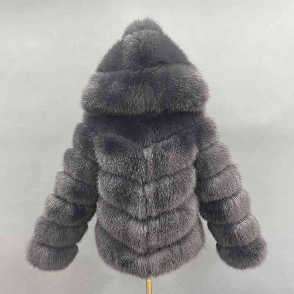 

janefur faux fur coat with hood women 2022 warm imitation fur jacket wholesale female winter fake fur coats t220810, Black
