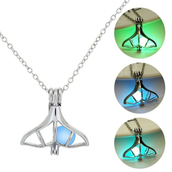 

3 color fashion necklaces glow in the dark fish tail necklace for women jewelry luminous pendant party halloween gifts, Silver