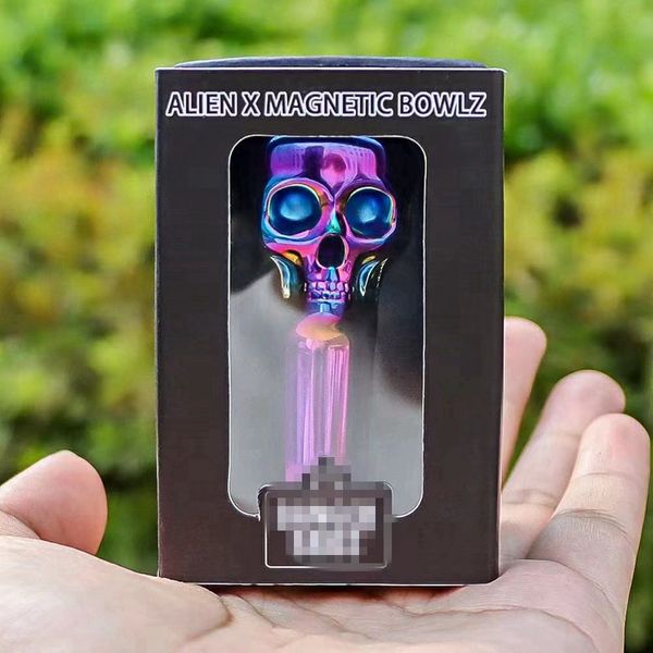 Cool Alien Smoking Colorful Metal Herb Tobacco Oil Rigs Wig Wag Portable 14MM 19MM Interfaccia maschio Waterpipe Narghilè Bong Bowl Joint Filter Magnet DHL