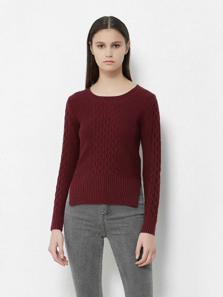 

solid split hem sweater g5io#, White;black