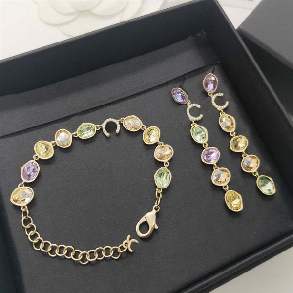 

2021 colorful diamond charm bracelet drop earring for women and girl friend wedding jewelry gift engagment have stamp 251s, Silver