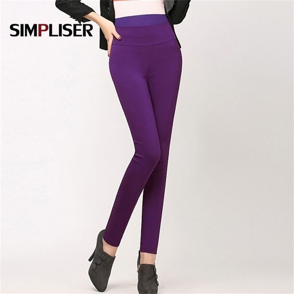 

plus size 5xl 6xl women stretch cotton leggings candy color female skinny pencil pants high waist trousers ladies trousers white 210820, Black