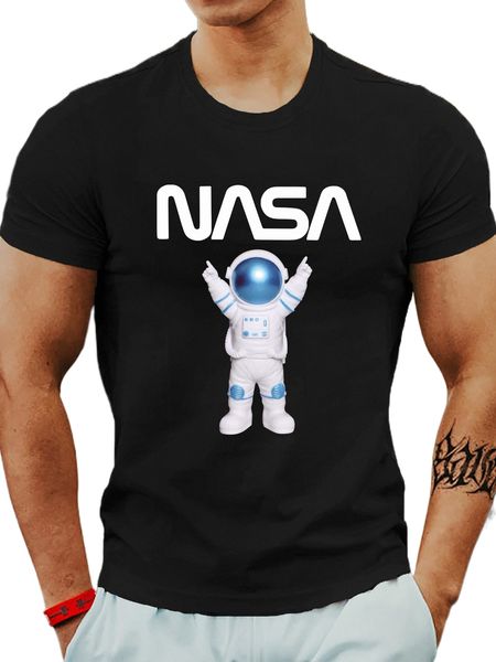 

men letter & spaceman print tee a1py#, White;black