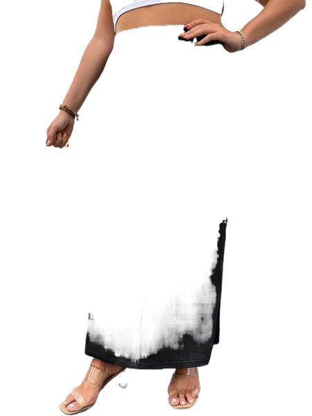 

plus button front skirt c4do#, Black