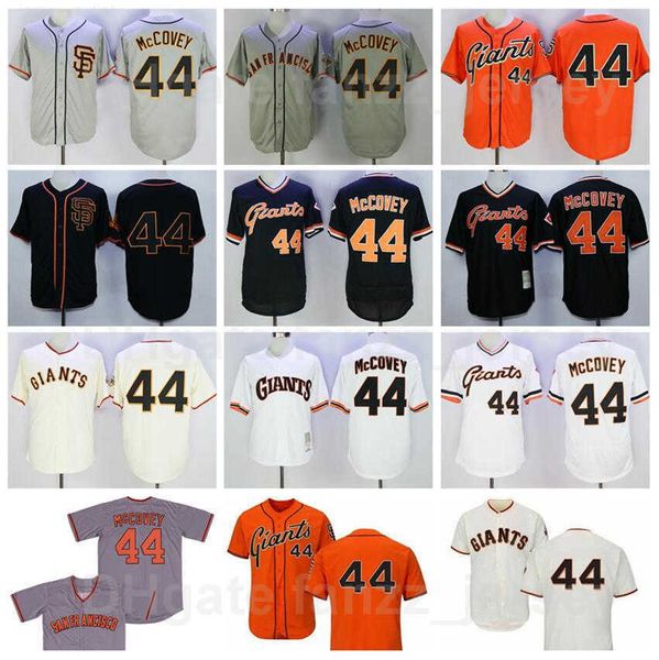 

man retro 44 willie mccovey baseball jerseys retire team color black orange white grey beige all stitched pullover flexbase cool base 1973 1, Blue;black