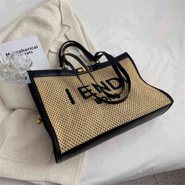 

60% off factory store summer versatile straw woven large capacity women's fashion shopping beach bag one shoulder tote bag