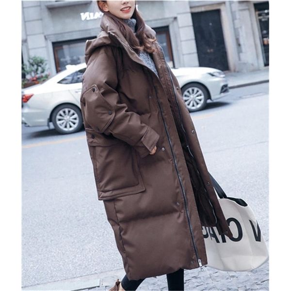 

oversize winter jacket women clothing outerwear loose warm thicken winter coat women parkas hooded long female coat padded q2186 201212, Black