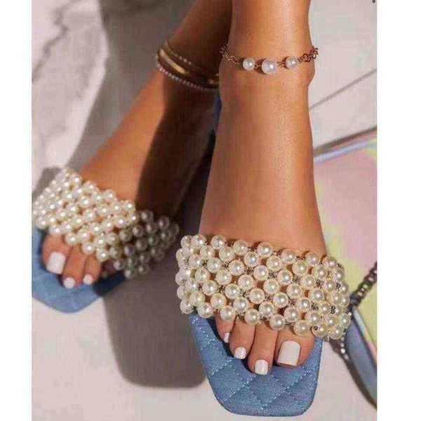 

slippers flip flops women summer shoes fashion pearl flat bottom non-slip outdoor ladies beach comfort casual female slides 220530, Black