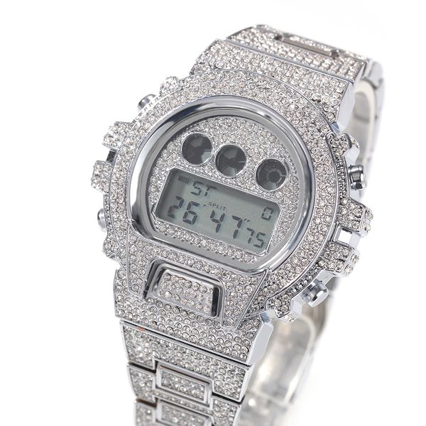 Luxuriöse Volldiamant-Uhr, Golduhren, Designer-Herrenuhr, hochwertige modische elektronische digitale Armbanduhren