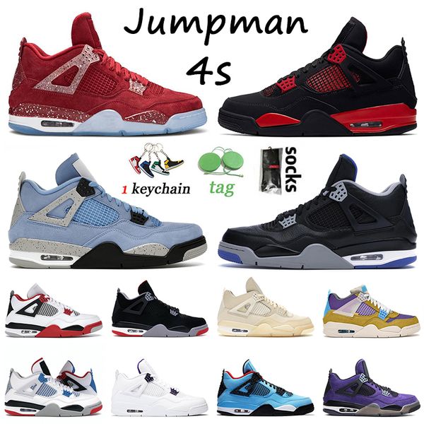 

2022 jumpman 4s sports basketball shoes jorden 4 jorda mens sneakers red thunder university blue alternate bred sail cactus jack purple meta